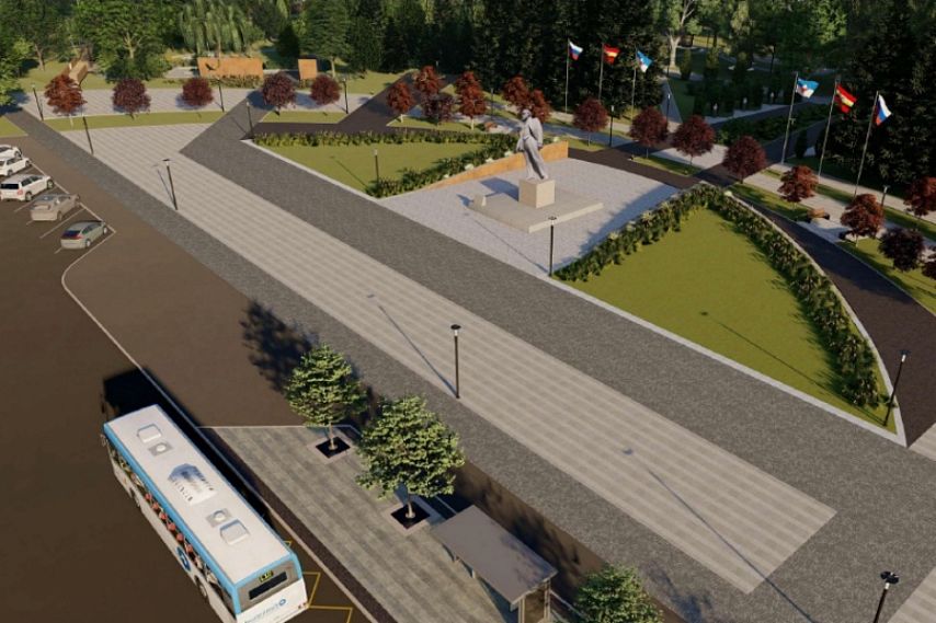 В Железногорске большинство горожан выбрали первый дизайн-проект благоустройства площади с памятником Ленину 